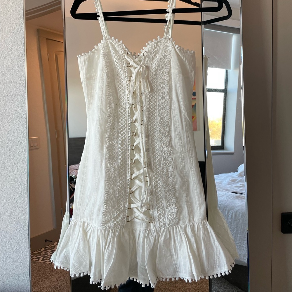 White tie front dress